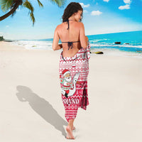 Poland Christmas Sarong with Santa Riding Stork White Eagle Emblem and Red Snowflake Knit Pattern Design - Wonder Print Shop