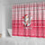 Poland Christmas Shower Curtain with Santa Riding Stork White Eagle Emblem and Red Snowflake Knit Pattern Design - Wonder Print Shop