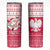 Poland Christmas Skinny Tumbler with Santa Riding Stork White Eagle Emblem and Red Snowflake Knit Pattern Design - Wonder Print Shop