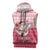 Poland Christmas Sleeveless Zip Hoodie with Santa Riding Stork White Eagle Emblem and Red Snowflake Knit Pattern Design - Wonder Print Shop