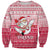 Poland Christmas Sweatshirt with Santa Riding Stork White Eagle Emblem and Red Snowflake Knit Pattern Design - Wonder Print Shop
