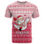 Poland Christmas T Shirt with Santa Riding Stork White Eagle Emblem and Red Snowflake Knit Pattern Design - Wonder Print Shop