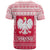 Poland Christmas T Shirt with Santa Riding Stork White Eagle Emblem and Red Snowflake Knit Pattern Design - Wonder Print Shop