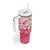 Poland Christmas Tumbler With Handle with Santa Riding Stork White Eagle Emblem and Red Snowflake Knit Pattern Design - Wonder Print Shop