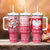 Poland Christmas Tumbler With Handle with Santa Riding Stork White Eagle Emblem and Red Snowflake Knit Pattern Design - Wonder Print Shop