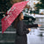 Poland Christmas Umbrella with Santa Riding Stork White Eagle Emblem and Red Snowflake Knit Pattern Design - Wonder Print Shop