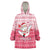 Poland Christmas Wearable Blanket Hoodie with Santa Riding Stork White Eagle Emblem and Red Snowflake Knit Pattern Design - Wonder Print Shop