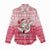 Poland Christmas Women Casual Shirt with Santa Riding Stork White Eagle Emblem and Red Snowflake Knit Pattern Design - Wonder Print Shop