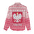 Poland Christmas Women Casual Shirt with Santa Riding Stork White Eagle Emblem and Red Snowflake Knit Pattern Design - Wonder Print Shop