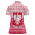 Poland Christmas Women Polo Shirt with Santa Riding Stork White Eagle Emblem and Red Snowflake Knit Pattern Design - Wonder Print Shop