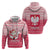 Poland Christmas Zip Hoodie with Santa Riding Stork White Eagle Emblem and Red Snowflake Knit Pattern Design - Wonder Print Shop