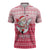 Poland Christmas Zipper Polo Shirt with Santa Riding Stork White Eagle Emblem and Red Snowflake Knit Pattern Design - Wonder Print Shop