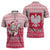 Poland Christmas Zipper Polo Shirt with Santa Riding Stork White Eagle Emblem and Red Snowflake Knit Pattern Design - Wonder Print Shop