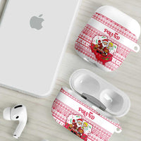 Poland Christmas AirPods Case with Santa Children Gingerbread Map Outline and Red Snowflake Knit Pattern Design - Wonder Print Shop
