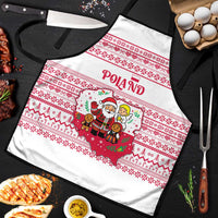 Poland Christmas Apron with Santa Children Gingerbread Map Outline and Red Snowflake Knit Pattern Design - Wonder Print Shop