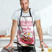 Poland Christmas Apron with Santa Children Gingerbread Map Outline and Red Snowflake Knit Pattern Design - Wonder Print Shop