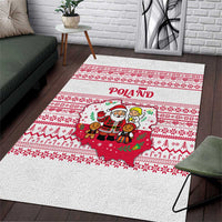 Poland Christmas Area Rug with Santa Children Gingerbread Map Outline and Red Snowflake Knit Pattern Design - Wonder Print Shop