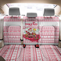 Poland Christmas Back Car Seat Cover with Santa Children Gingerbread Map Outline and Red Snowflake Knit Pattern Design - Wonder Print Shop