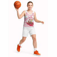 Poland Christmas Basketball Jersey with Santa Children Gingerbread Map Outline and Red Snowflake Knit Pattern Design - Wonder Print Shop