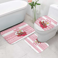 Poland Christmas Bathroom Set with Santa Children Gingerbread Map Outline and Red Snowflake Knit Pattern Design - Wonder Print Shop