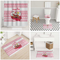 Poland Christmas Bathroom Set with Santa Children Gingerbread Map Outline and Red Snowflake Knit Pattern Design - Wonder Print Shop
