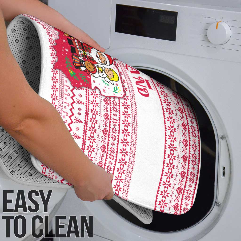 Poland Christmas Bathroom Set with Santa Children Gingerbread Map Outline and Red Snowflake Knit Pattern Design - Wonder Print Shop