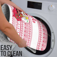 Poland Christmas Bathroom Set with Santa Children Gingerbread Map Outline and Red Snowflake Knit Pattern Design - Wonder Print Shop