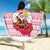 Poland Christmas Beach Blanket with Santa Children Gingerbread Map Outline and Red Snowflake Knit Pattern Design - Wonder Print Shop