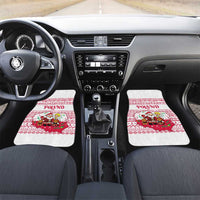 Poland Christmas Car Mats with Santa Children Gingerbread Map Outline and Red Snowflake Knit Pattern Design - Wonder Print Shop
