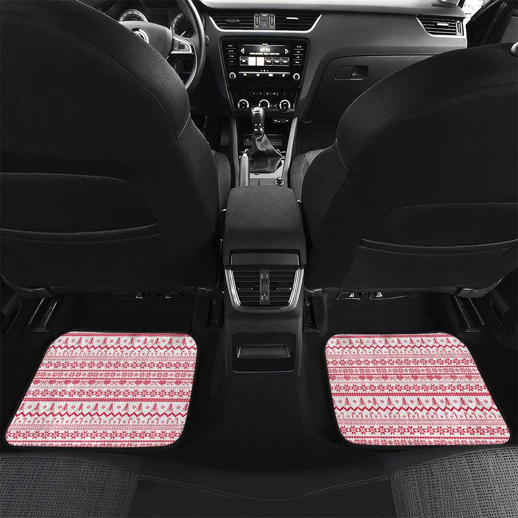Poland Christmas Car Mats with Santa Children Gingerbread Map Outline and Red Snowflake Knit Pattern Design - Wonder Print Shop