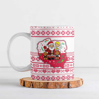 Poland Christmas Ceramic Mug with Santa Children Gingerbread Map Outline and Red Snowflake Knit Pattern Design - Wonder Print Shop
