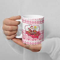 Poland Christmas Ceramic Mug with Santa Children Gingerbread Map Outline and Red Snowflake Knit Pattern Design - Wonder Print Shop
