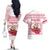 Poland Christmas Couples Matching Off The Shoulder Long Sleeve Dress and Hawaiian Shirt with Santa Children Gingerbread Map Outline and Red Snowflake Knit Pattern Design - Wonder Print Shop
