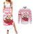 Poland Christmas Couples Matching Summer Maxi Dress and Long Sleeve Button Shirt with Santa Children Gingerbread Map Outline and Red Snowflake Knit Pattern Design - Wonder Print Shop
