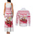 Poland Christmas Couples Matching Tank Maxi Dress and Long Sleeve Button Shirt with Santa Children Gingerbread Map Outline and Red Snowflake Knit Pattern Design - Wonder Print Shop