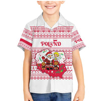 Poland Christmas Family Matching Mermaid Dress and Hawaiian Shirt with Santa Children Gingerbread Map Outline and Red Snowflake Knit Pattern Design - Wonder Print Shop