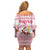 Poland Christmas Family Matching Off Shoulder Short Dress and Hawaiian Shirt with Santa Children Gingerbread Map Outline and Red Snowflake Knit Pattern Design - Wonder Print Shop