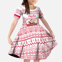 Poland Christmas Family Matching Puletasi and Hawaiian Shirt with Santa Children Gingerbread Map Outline and Red Snowflake Knit Pattern Design - Wonder Print Shop