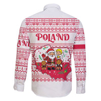 Poland Christmas Family Matching Summer Maxi Dress and Hawaiian Shirt with Santa Children Gingerbread Map Outline and Red Snowflake Knit Pattern Design - Wonder Print Shop