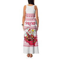 Poland Christmas Family Matching Tank Maxi Dress and Hawaiian Shirt with Santa Children Gingerbread Map Outline and Red Snowflake Knit Pattern Design - Wonder Print Shop