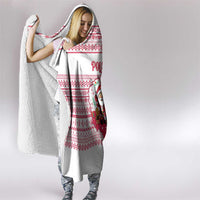 Poland Christmas Hooded Blanket with Santa Children Gingerbread Map Outline and Red Snowflake Knit Pattern Design - Wonder Print Shop