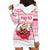Poland Christmas Hoodie Dress with Santa Children Gingerbread Map Outline and Red Snowflake Knit Pattern Design - Wonder Print Shop