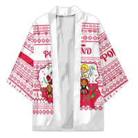 Poland Christmas Kimono with Santa Children Gingerbread Map Outline and Red Snowflake Knit Pattern Design - Wonder Print Shop