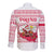 Poland Christmas Long Sleeve Button Shirt with Santa Children Gingerbread Map Outline and Red Snowflake Knit Pattern Design - Wonder Print Shop
