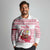 Poland Christmas Long Sleeve Polo Shirt with Santa Children Gingerbread Map Outline and Red Snowflake Knit Pattern Design - Wonder Print Shop