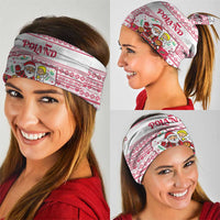 Poland Christmas Neck Gaiter with Santa Children Gingerbread Map Outline and Red Snowflake Knit Pattern Design - Wonder Print Shop