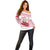 Poland Christmas Off Shoulder Sweater with Santa Children Gingerbread Map Outline and Red Snowflake Knit Pattern Design - Wonder Print Shop
