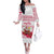 Poland Christmas Off The Shoulder Long Sleeve Dress with Santa Children Gingerbread Map Outline and Red Snowflake Knit Pattern Design - Wonder Print Shop