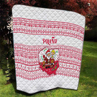 Poland Christmas Quilt with Santa Children Gingerbread Map Outline and Red Snowflake Knit Pattern Design - Wonder Print Shop
