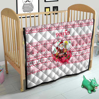 Poland Christmas Quilt with Santa Children Gingerbread Map Outline and Red Snowflake Knit Pattern Design - Wonder Print Shop